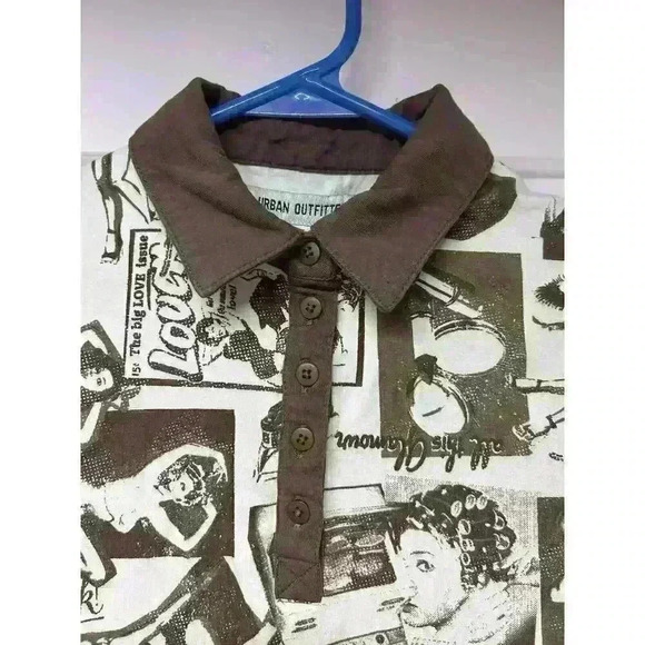 Urban Outfitters Hazel Printed Polo Mini Dress In Brown Multi Size XS 50s Retro - Picture 5 of 10